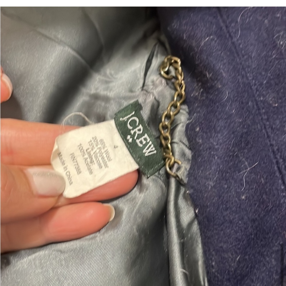 J. Crew Navy Wool Hooded Duffle Coat - Picture 9 of 9